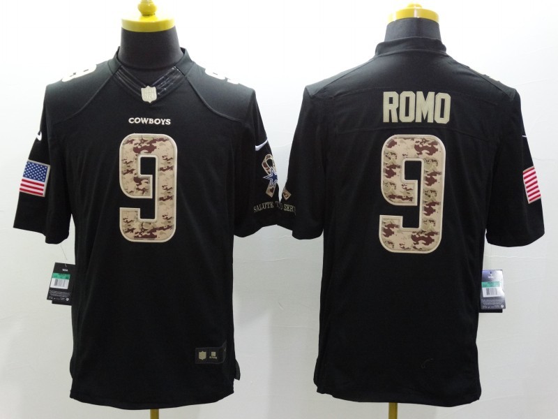 Men's Dallas Cowboys Tony Romo #9 Black Jersey